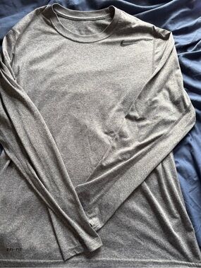 Nike Gray Long Sleeve Dri-FIT Athletic Tee